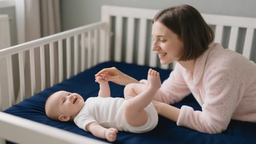 Fitted Crib Sheets 2 Pack, Ultra Soft Microfiber, White/Navy