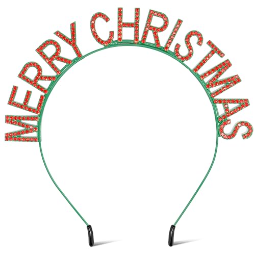 COCIDE Christmas Rhinestone Crystal Headband Red and Green Holiday Hair Accessory