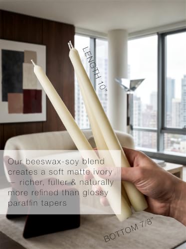 Ivory 10" Classic Taper Candles, 4-Pack, 7-8 Hour Burn