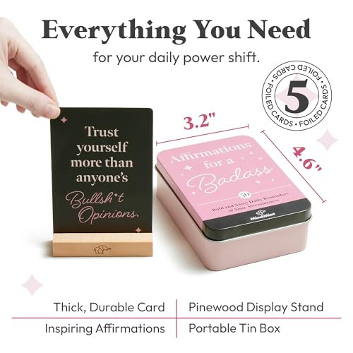 MindMint Bold Blush Affirmations for a Badass - 50 Self-Care Card Deck for Women