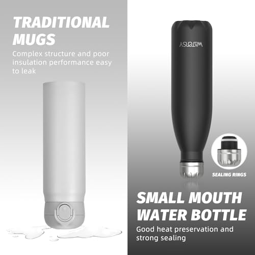 WATERSY Black Stainless Steel Insulated Water Bottle 17oz