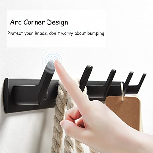 Gxfctys Wall Mounted Coat Rack, 4 Hook Modern Aluminum Towel Rack, Black