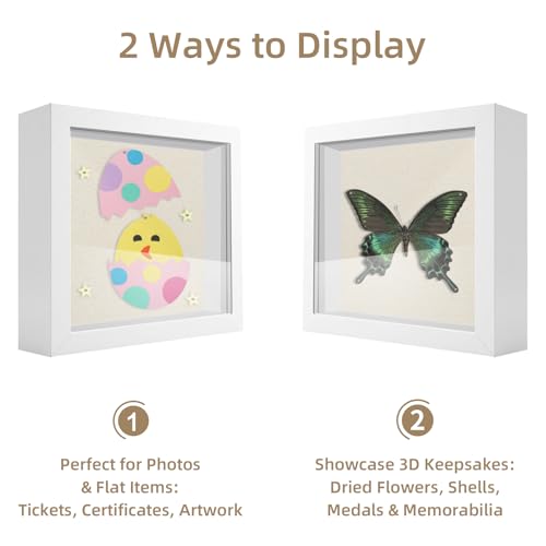 5x5 White Shadow Box Frame with Acrylic Front & Foam Back