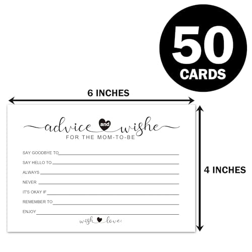 Baby Advice Cards for Baby Shower - 50 Keepsake Cards 4" x 6"