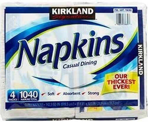 Kirkland Signature Casual Dining Napkins - 1040 Count in 4 Convenient Packs for Easy Entertaining