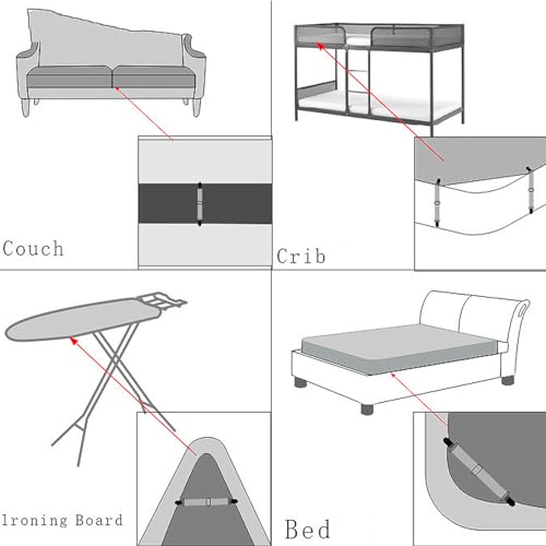 ZZHXSM 10-Piece Adjustable Elastic Sheet Straps and Bed Sheet Fasteners