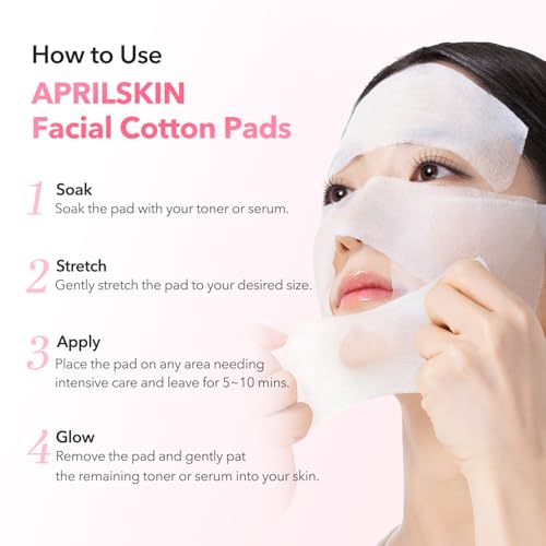 APRILSKIN Stretchable Facial Cotton Pads for Toner & DIY Masks - 60 Pads