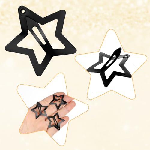 Gjinxi 12PCS Metal Star Snap Hair Clips 1.6 Inch Y2K Hair Barrettes