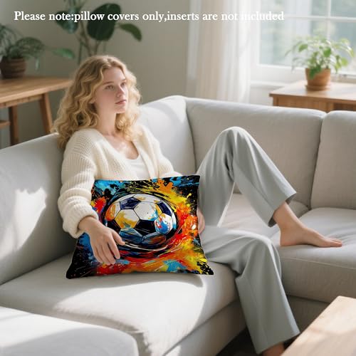Graffiti Soccer Ball Pillow Cover 18x18 - Sports Decor