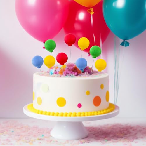 40 Pcs Rainbow Mini Balloon Cake Toppers - Classic Clay Cupcake Decorations