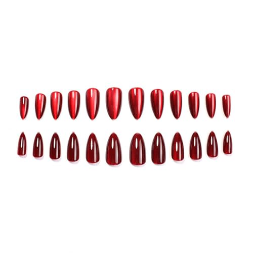 Red Glossy Almond Press on Nails Medium False Acrylic Nail Kit
