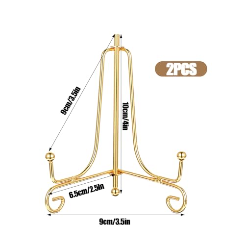2PCS Gold Plate Stand 4 Inch Small Easel Display Holder