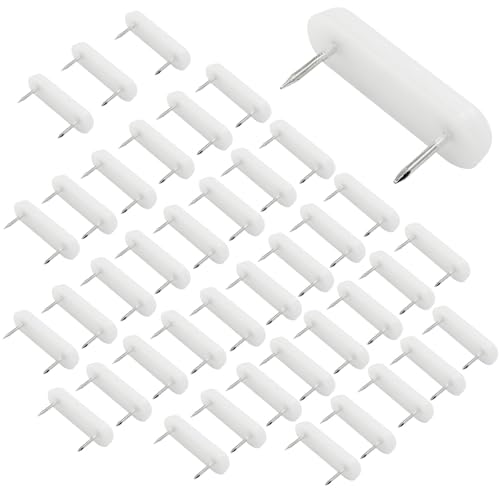 White Plastic Head Double Pins - 40 Pcs Bed Skirt Holders