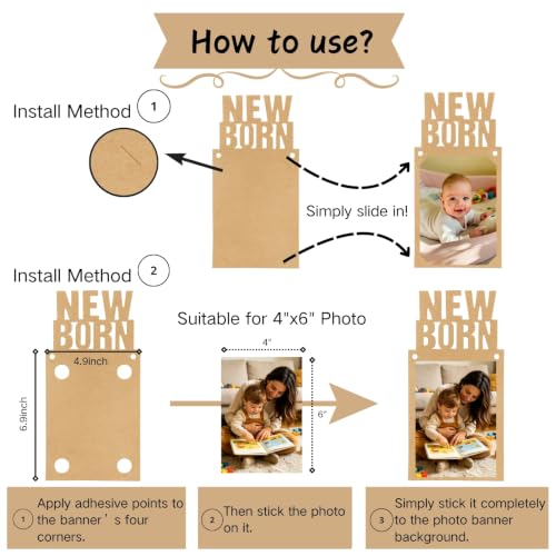 1st Birthday Photo Banner for Baby - Pre-Assembled Milestone Garland