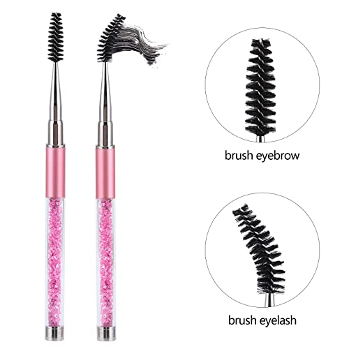 Tbestmax 3 Pcs Spoolies Mascara Wands and Eyelash Brushes with Cap Pink