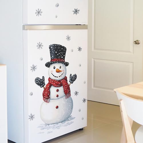 Christmas Refrigerator Decal Stickers Snowflake Snowman Door Clings Holiday Decor