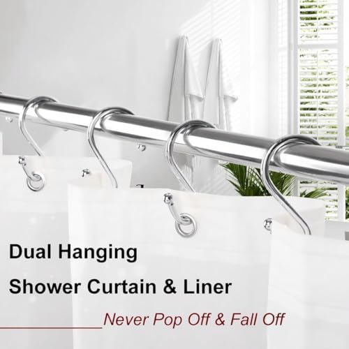 Resze Heavy Duty S-Shape Shower Curtain Hooks - Rustproof Metal Rings, 12 Pack