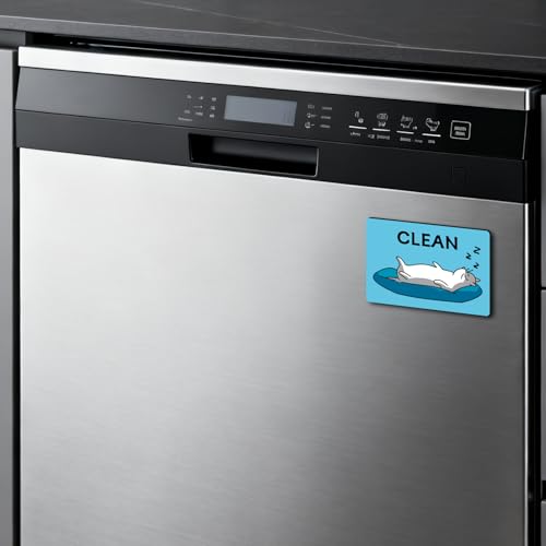 Dishwasher Clean Dirty Magnet Indicator - Double-Sided Gray Cat Sign