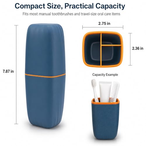 Portable Toothbrush Travel Case with Rinse Cup - 2-in-1 Oral Care Holder