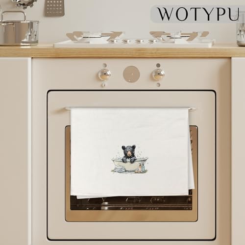 WOTYPU Black Bear Decorative Hand Towels - 16x24 Inch, Perfect for Kids' Bathroom