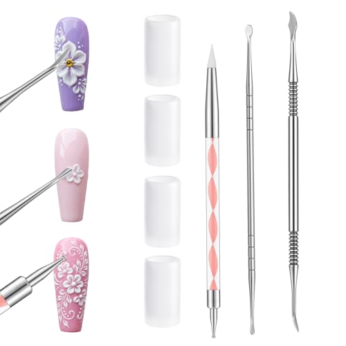 7Pcs Double-Head Nail Art Sculpture Pens & Stainless Steel Dotting Tools