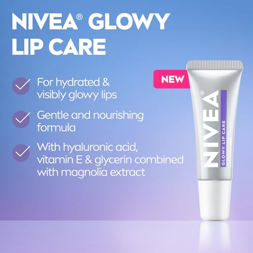 NIVEA Glowy Lip Care Balm with Hyaluronic Acid & Vitamin E 0.35 oz