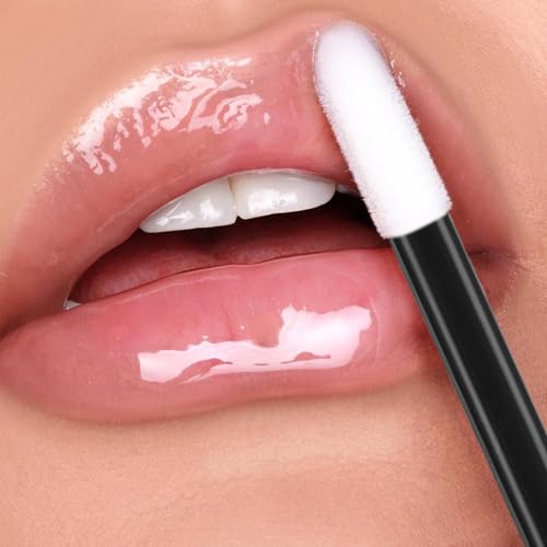 Chanaco 50Pcs Disposable Lip Brushes Soft Flocking Lip Gloss Wands