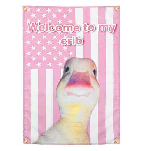 Welcome to My Crib Duck Flag - Pink American Flag Tapestry 2x3 Ft