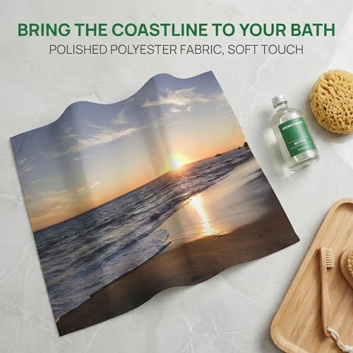 Goodbath 84 Inch Beach Sunset Shower Curtain 72x84 Waterproof Polyester