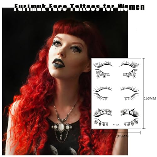 Furimuk 29 Pairs Halloween Temporary Face Eye Tattoo Stickers