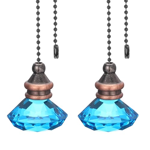 PATIKIL 12-Inch Ceiling Fan Pull Chain - Decorative Diamond Pendant, Sky Blue