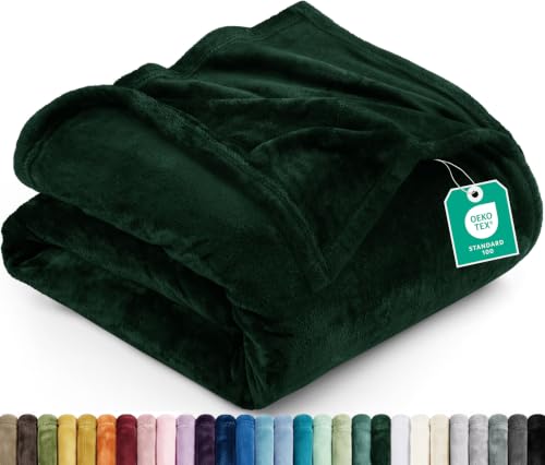 Utopia Bedding Queen Size Fleece Bed Blanket - Forest Green, 90x90 Inch