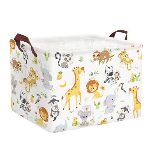 Clastyle Collapsible Jungle Animal Storage Basket for Kids