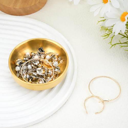 Gold Stainless Steel Jewelry Tray - Small 3.5" Ring Holder Dish (Style 1)