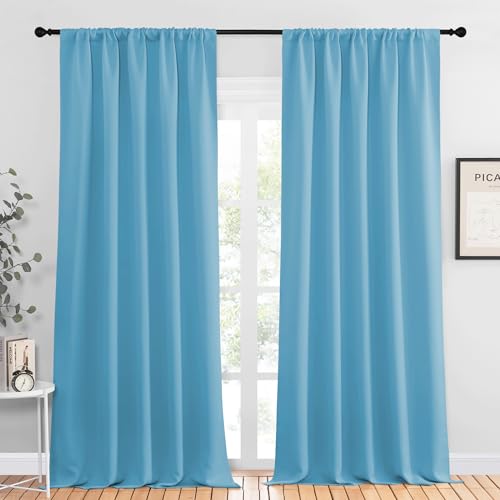 NICETOWN Blackout Curtains - 52" x 95" Teal Blue Thermal Insulated Panels