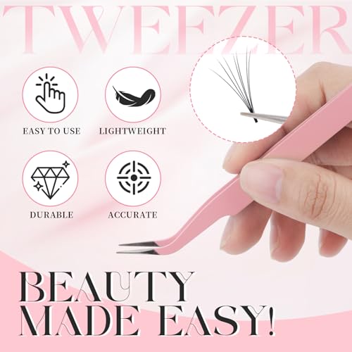 FADVAN Precision Lash Cluster Tweezers, Stainless Steel Curved Tip