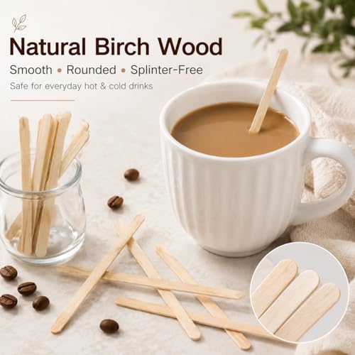5.5 Inch Premium Birch Wood Coffee Stir Sticks - 200 Count