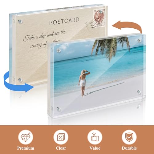 4x6 Double Sided Magnetic Acrylic Picture Frame - Clear Desktop Display