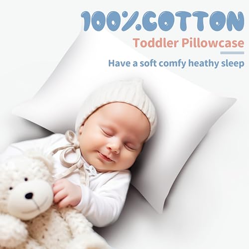 Shunjie.Home 2-Pack White Toddler Pillow Cases 100% Egyptian Cotton, Hypoallergenic