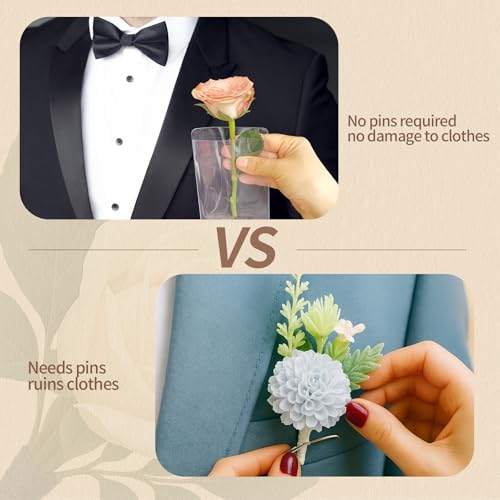 15 Pack Pocket Boutonniere Plastic Sleeve Holder for Suit Jacket Chest Pocket