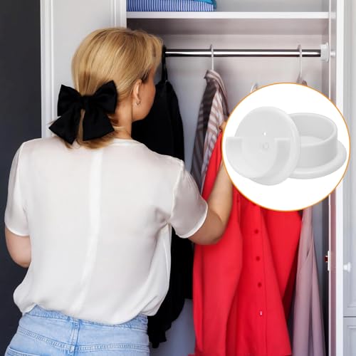 4 Pack Plastic Closet Rod Holders - 1-3/8 inch Support Brackets for Wardrobe & Shower Rails