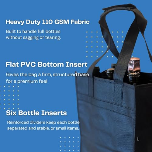 Eco-Friendly 6-Bottle Wine Tote Bag with Dividers