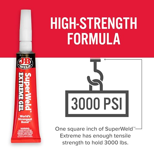J-B Weld SuperWeld Extreme Superglue 15g Gel - Flexible, Impact-Resistant Adhesive for Metal, Plastic, Glass