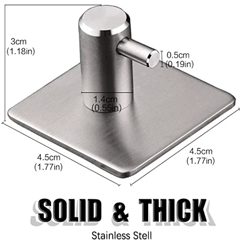 Caitang Heavy Duty Self-Adhesive Wall Hooks - Waterproof Stainless Steel Coat & Towel Hangers, 4 Pack