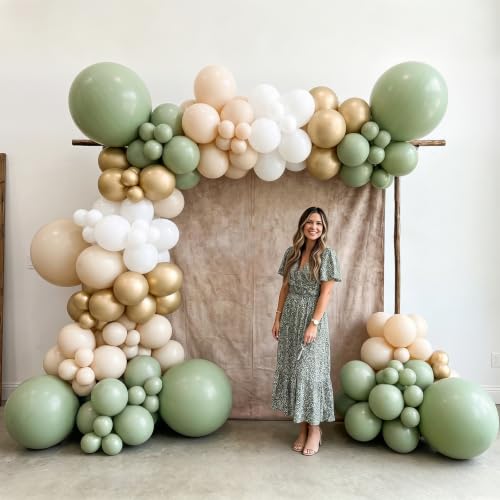 Sage Green Balloons 18 Inch - 15 Pack Large Round Latex