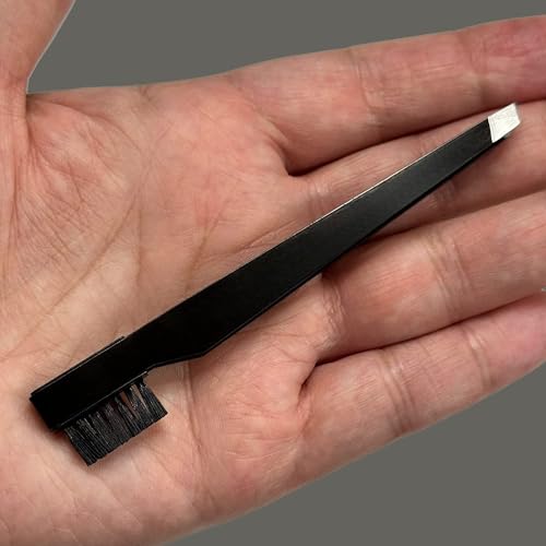 ALAZCO 2-in-1 Eyebrow Tweezer and Brush Combo Grooming Tool