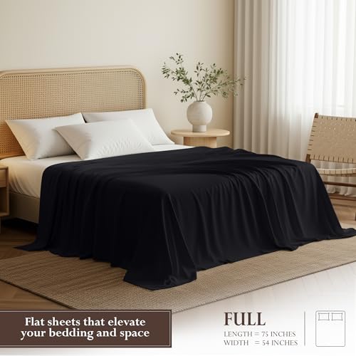 Full Size Black Flat Sheet - Ultra Soft, Breathable Microfiber