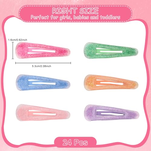 Glitter Snap Hair Clips 24PCS Sparkling Sequin Metal Hair Barrettes