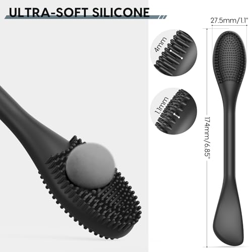 Silicone Facial Cleansing Brush - 2PC Double Ended Exfoliating Face Scrubber