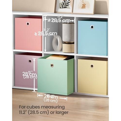 SONGMICS Storage Cubes, Set of 6 Foldable Storage Boxes, 10.2 x 10.2 x 11 Inches, Closet Organizers for Shelf, Rainbow Storage Bins, Colorful Fabric Bins for Bedroom, Living Room URFB226X01